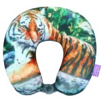 VIAGGI Tiger Grey 3D Print U Shaped Memory Foam Travel Neck and Neck Pain Relief Comfortable Super Soft Orthopedic Cervical Pillows